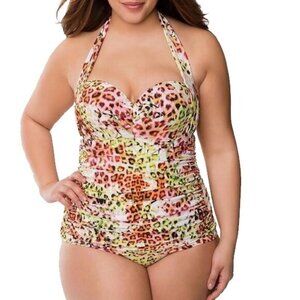 Swim‎ By Cacique One Piece Swimsuit Animal Print Mu